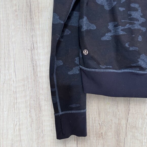 Lululemon Namaskar Hoodie Full Zip Blue Camo Long Sleeve Thumbholes Size - Picture 3 of 3